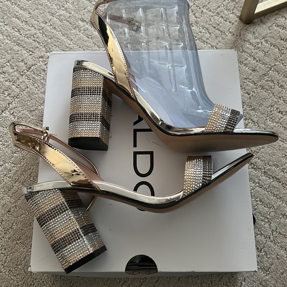 NIB Aldo Carerith rhinestone block heel sandals - Picture 2 of 5
